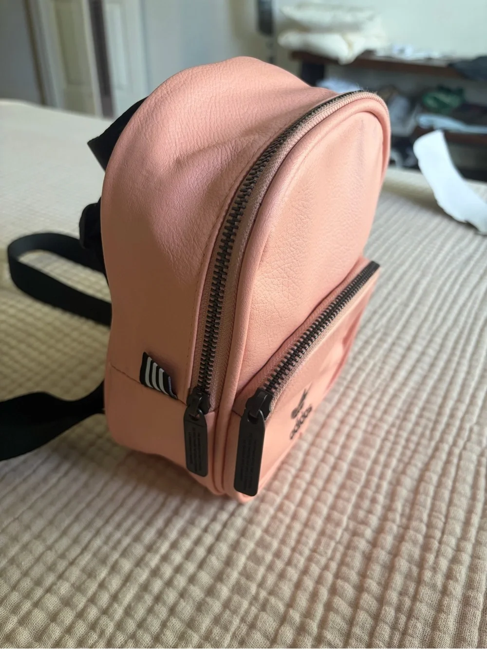 adidas Originals Pink/Blush Faux Leather Mini Backpack Trefoil